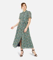 Yumi Kim Yumi Green Ditsy Floral Midi Shirt Dress